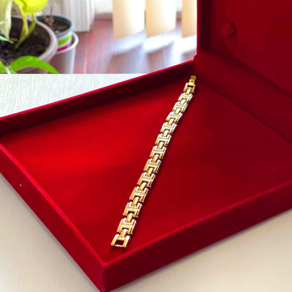 Custom Link Design : 10K Gold Coated Bracelet